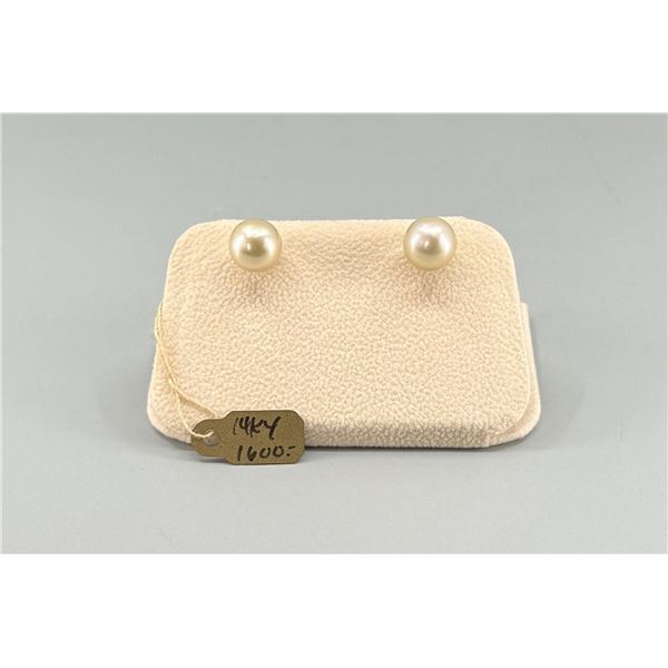 14K Gold 10mm Pearl Earrings