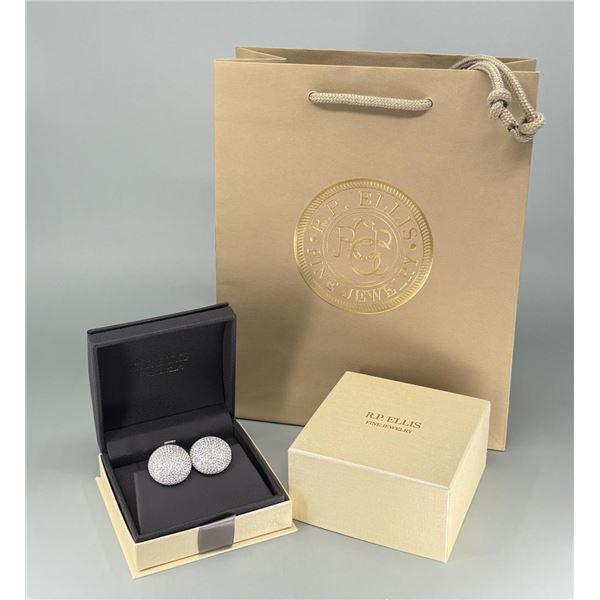 18k White Gold Pave 8.08ct TW Diamond Earrings