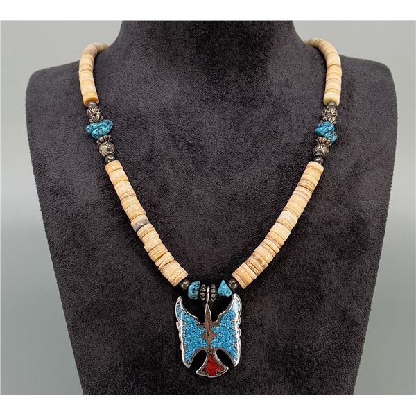 Zuni Heishi Peyote Bird Turquoise Necklace