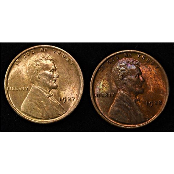 1927 & 1928 LINCOLN CENTS CH/GEM BU RB