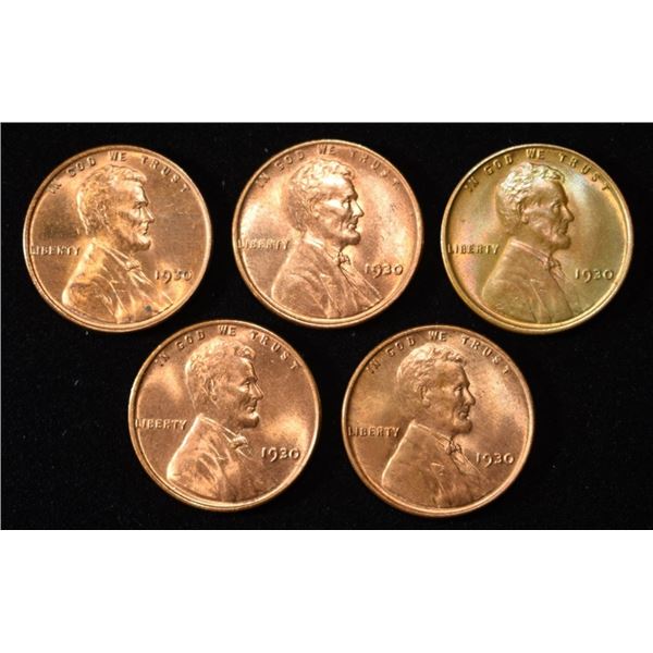 (5) 1930 WHEAT CENTS CH BU