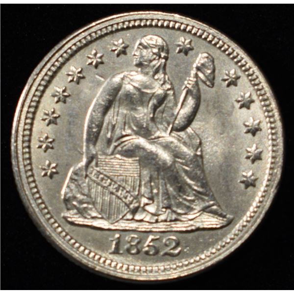 1852 SEATED LIBERTY DIME CH/GEM BU