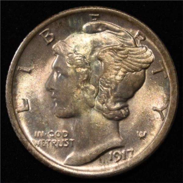 1917 MERCURY DIME GEM BU FULL BANDS