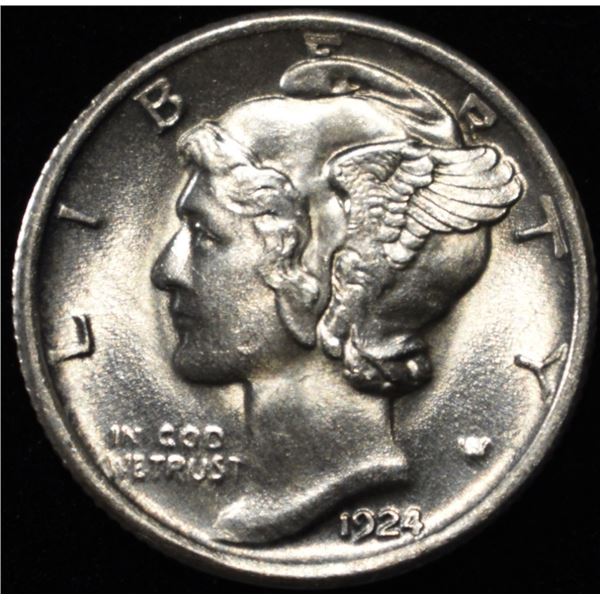 1924-D MERCURY DIME CH/GEM BU