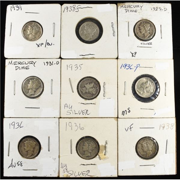 (9) MERCURY DIMES XF OR BETTER