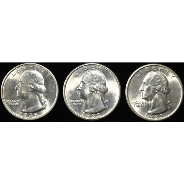 1935-P,D,S WASHINGTON QUARTERS GEM BU