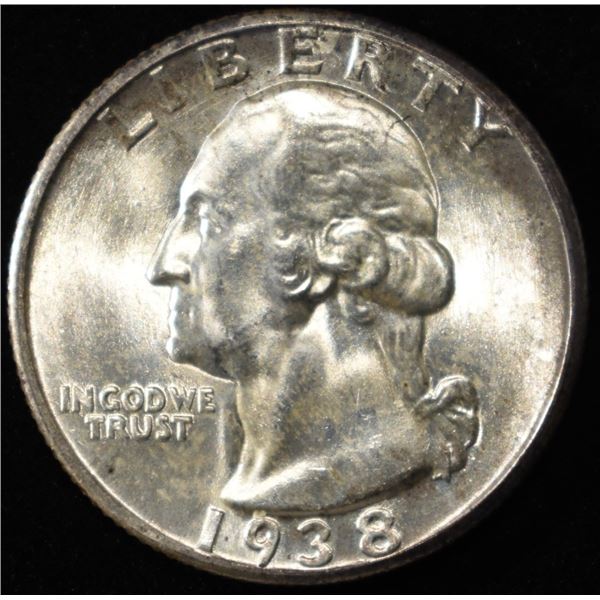 1938 WASHINGTON QUARTER GEM BU
