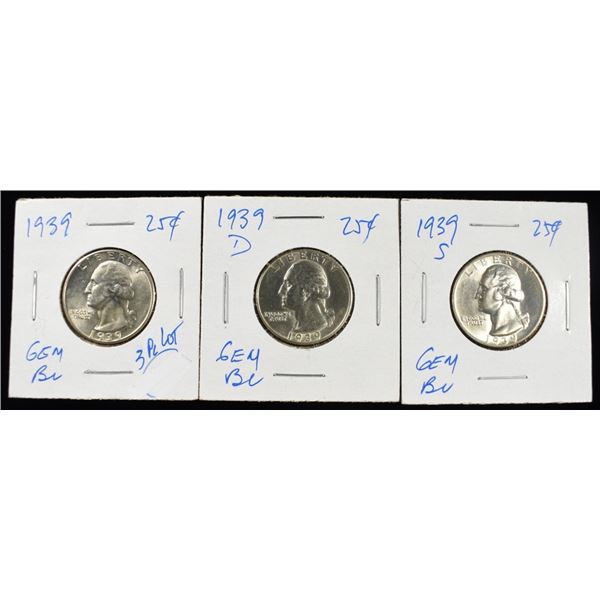 1939-P,D,S WASHINGTON QUARTERS GEM BU