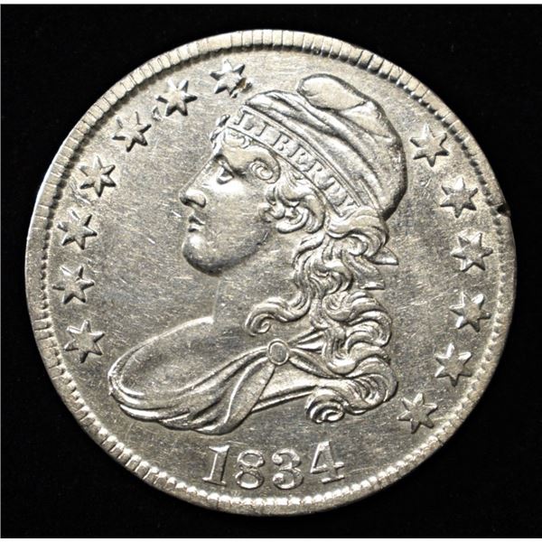 1834 BUST HALF DOLLAR CH AU RIM NICK