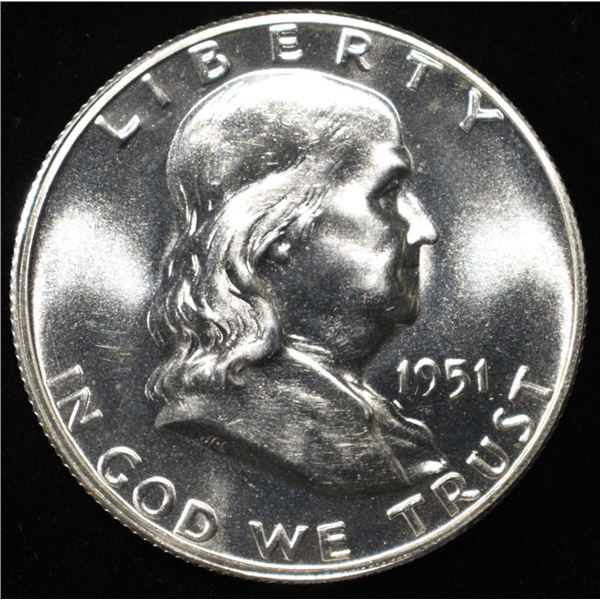 1951 FRANKLIN HALF DOLAR GEM BU