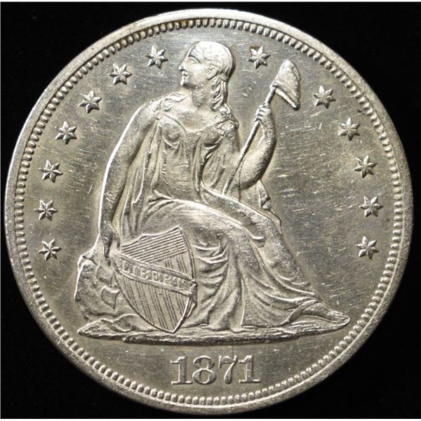 1871 SEATED LIBERTY DOLLAR CH BU