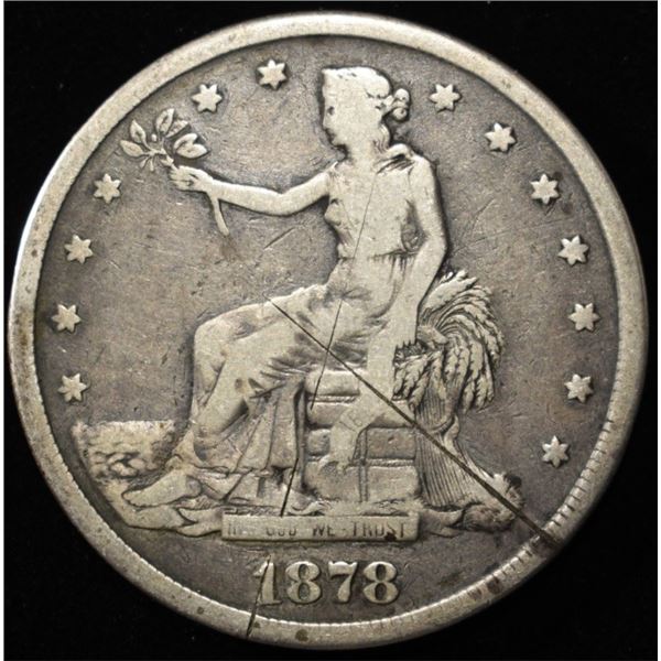 1878-S TRADE DOLLAR VF SCRATCH