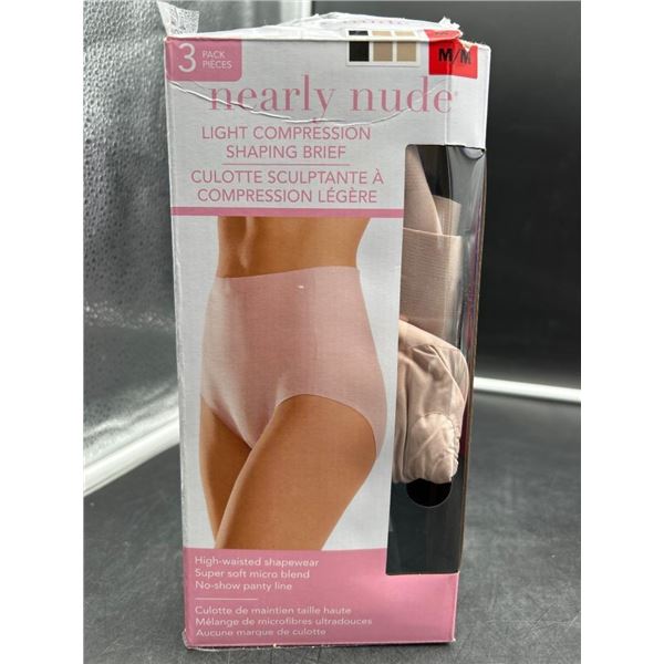 Nearly Nude Light Compression Shaping Briefs, 3-Pack, M/M Size, Multi-Color