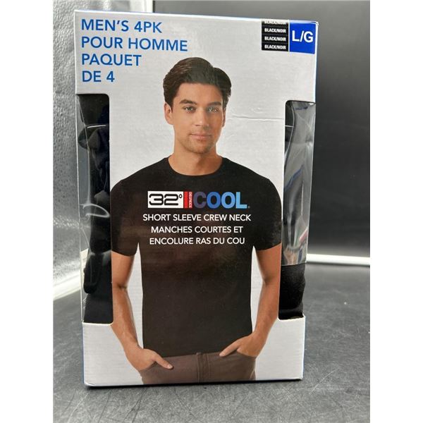 32 Degrees Cool Men’s 4-Pack Short Sleeve Crew Neck Shirts, Size L/G, Black