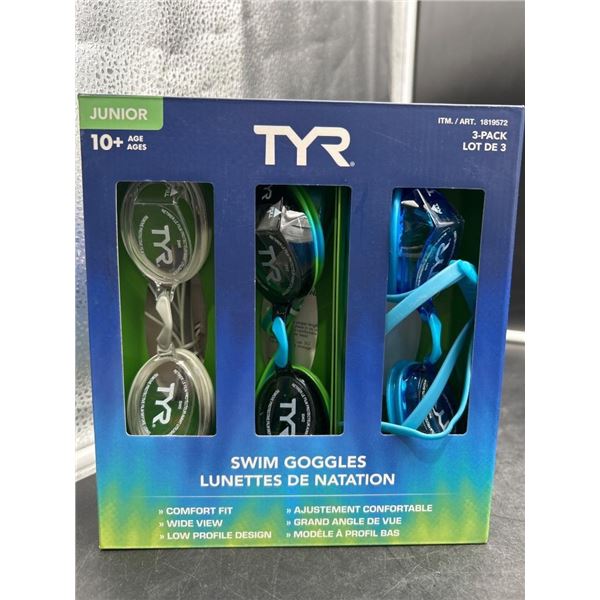 TYR Junior Swim Goggles 3-Pack for Ages 10+