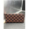 Image 1 : Brown Checkered Zipper Wallet for Women,  With Multiple Compartments