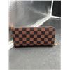 Image 1 : Brown Checkered Zipper Wallet for Women,  With Multiple Compartments