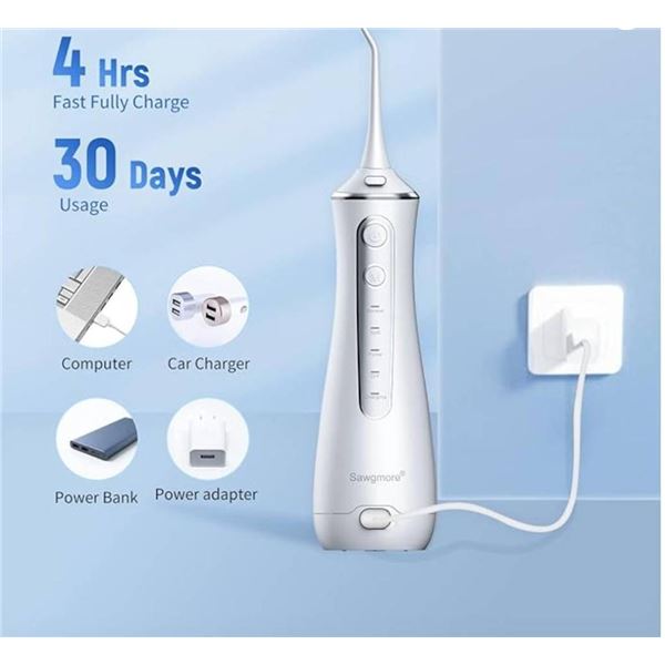 Sawgmore Model TH2D4 Cordless Water Flosser for Teeth, Portable Water Teeth Cleaner Picks with 4 DIY