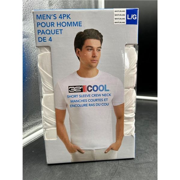 32 Degrees Cool Men’s 4-Pack Short Sleeve Crew Neck T-Shirts, Size Large
