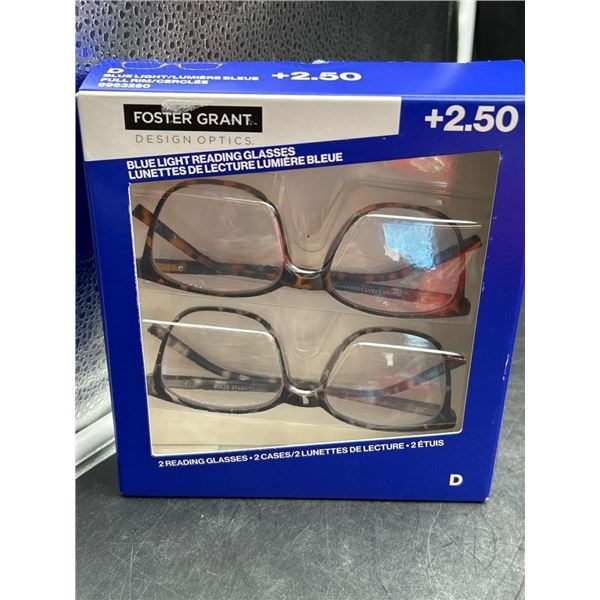 Foster Grant Design Optics Blue Light Reading Glasses +2.50 Two Pairs