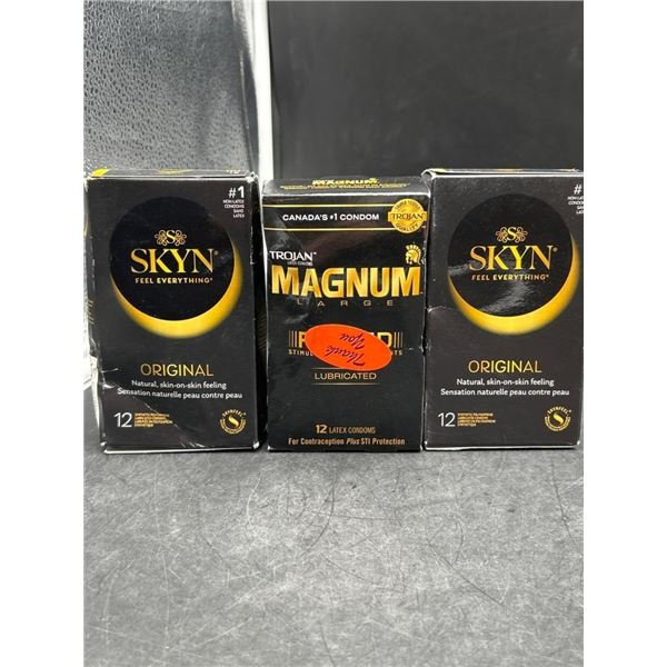 Lot of 3 Skyn Feel Everything and Trojan Magnum Latex Condoms