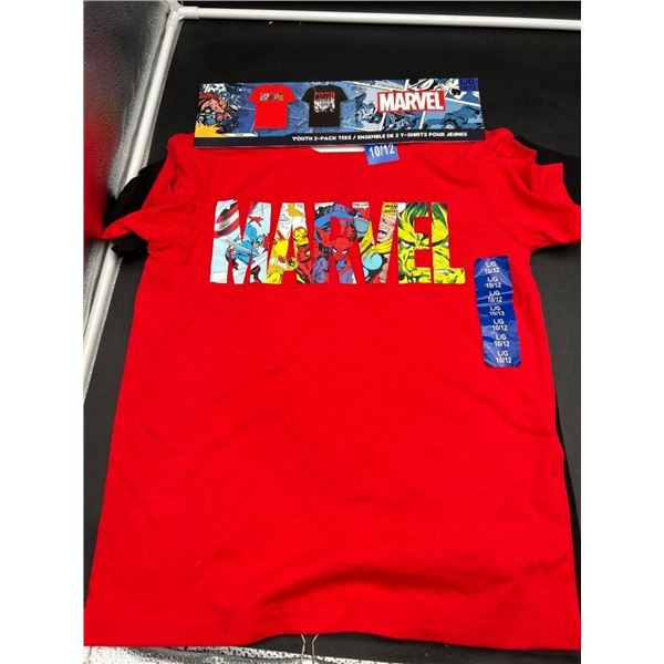 Marvel Youth T-Shirt Set Featuring Comic-Inspired Designs Size 10/12 2 pc