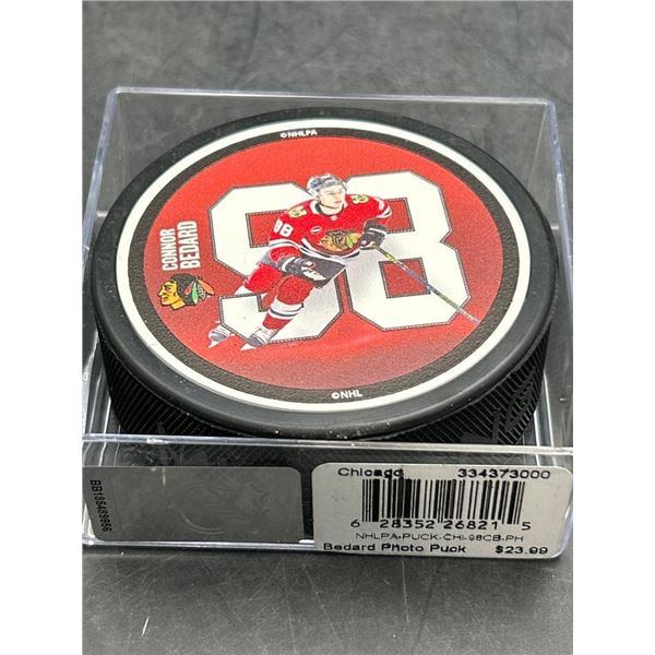 Chicago NHLPA Photo Puck Featuring Connor Bedard #98