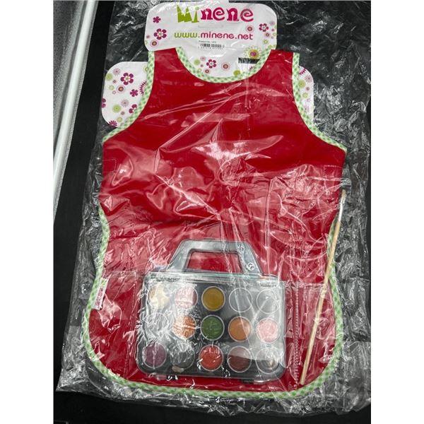Minene Art Apron with Paint Set and Brushes