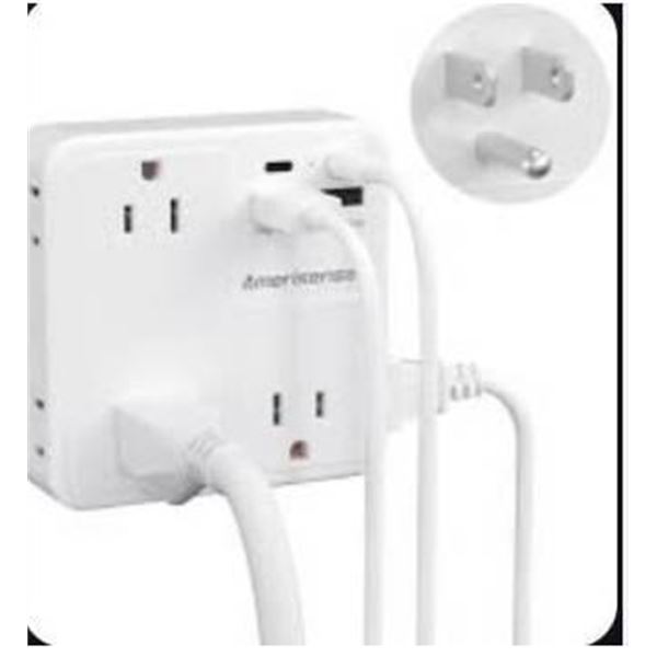 Amerisense AS-PS18W-10FI Power Strip with USB Ports