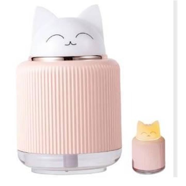 Desk Humidifier, Mini Humidifier 300ML USB Cat Shape Desk Humidifier with 2 LED Colors Night Light 2