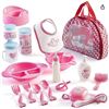 Image 1 : Prextex Baby Doll Accessories Set, 18 Pieces with Carrying Bag