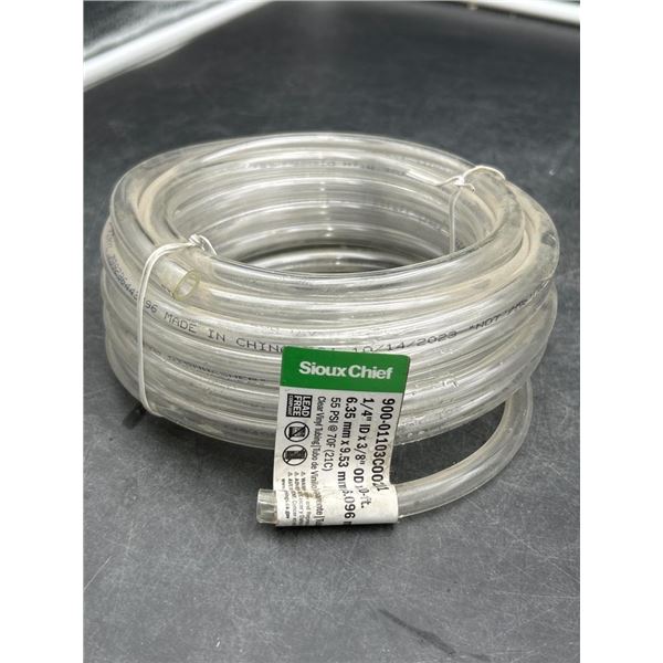 Sioux Chief Clear Vinyl Tubing 1/4 ID x 3/8 OD x 20 ft, 55 PSI @ 70F