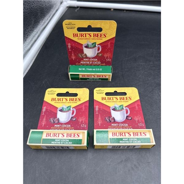 Burt’s Bees Mint Cocoa Lip Balm Set, Limited Edition (Lot of 3)