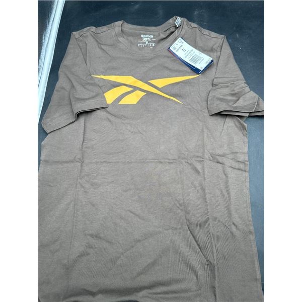 Reebok GS Vector Tee, Size Small, Brown With Yellow Logo
