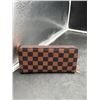 Image 1 : Brown and Black Checkered Zipper Wallet with Multiple Compartments