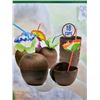 Image 2 : Prextex Coconut Cups With Hibiscus Straws, Twist-Close Lids, Set of 18