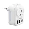 Image 1 : European Travel Plug Adapter with 2 AC Outlets and 4 USB Ports