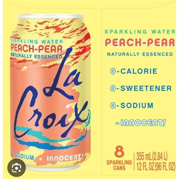 LaCroix Sparkling Water Peach Pear Flavor 24 x 355 mL Cans