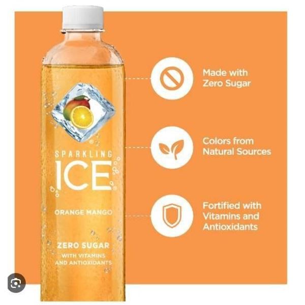 Sparkling Ice Orange Mango Flavored Sparkling Water,12x 503ml