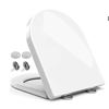 Image 1 : Toilet Seat, Elongated D Shape, Quiet Close, Adjustable Hinge, GD-D015 White