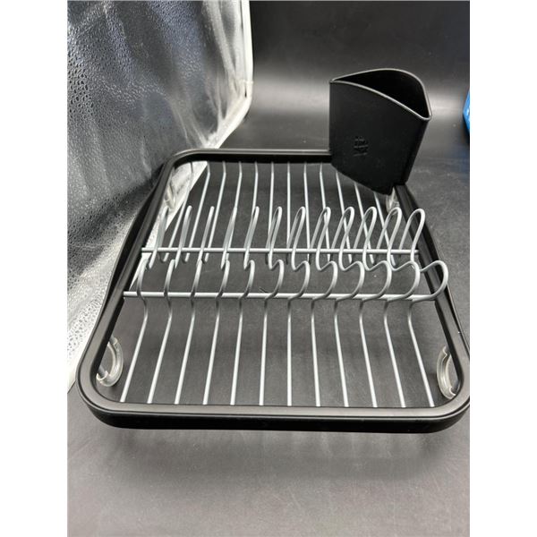 Black Dish Drying Rack with Removable Utensil Holder