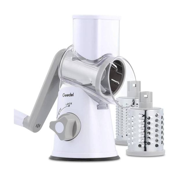Geedel  Kitchen Cheese Grater, Rotary Mandoline Vegetable Slicer with Interchangeable Blades, Easy t