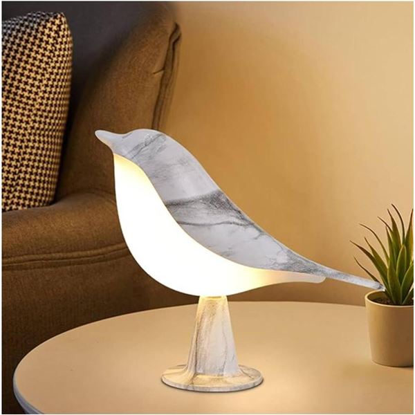 Ruiomii Bird Lamp, Small Night Light, Marble Finish with Touch Switch