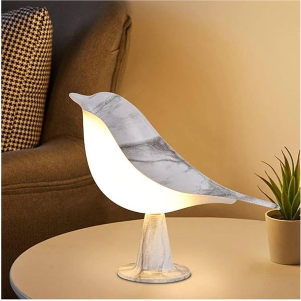 Ruiomii Bird Lamp, Small Night Light, Marble Finish with Touch Switch