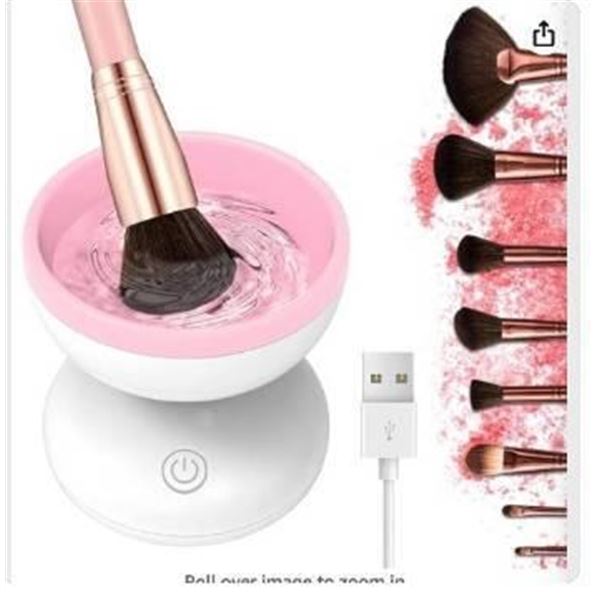 Electric Makeup Brush Cleaner, Washing Automatic Pink Machine For All Size Cosmetic Brushes Spinner 