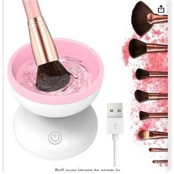 Electric Makeup Brush Cleaner, Washing Automatic Pink Machine For All Size Cosmetic Brushes Spinner 
