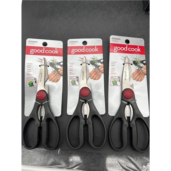 Set of 3 Good Cook Kitchen Shears with Stainless Steel Blades