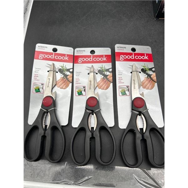 Set of 3 Good Cook Kitchen Shears with Stainless Steel Blades