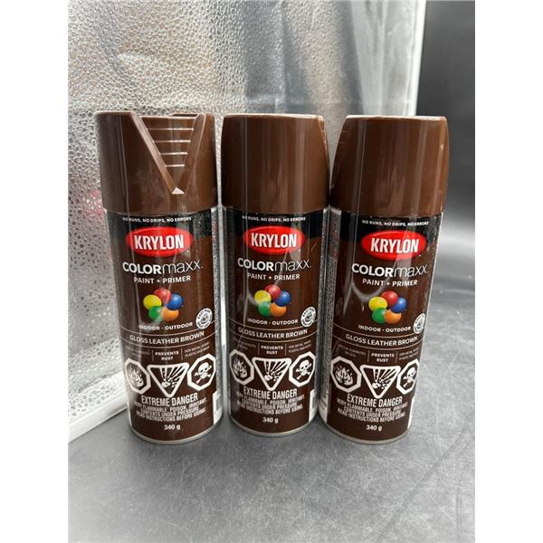 Krylon Colormaxx Paint + Primer Gloss Leather Brown 340g – Lot of 3