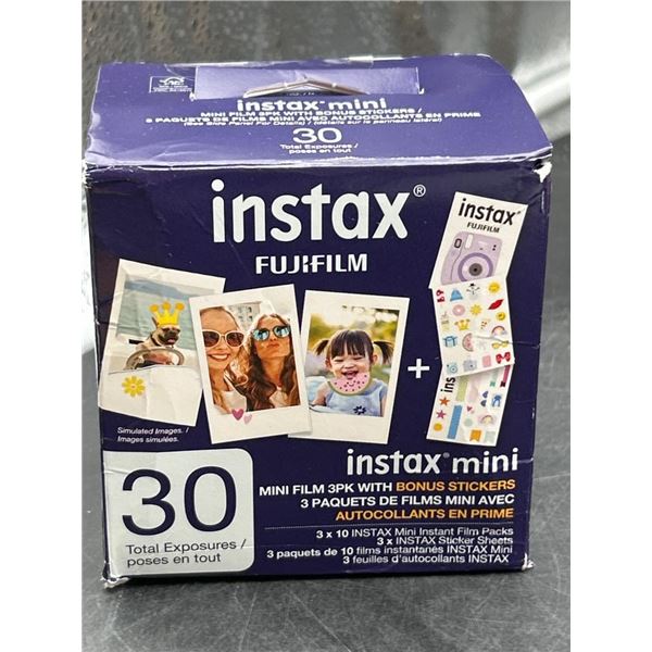 Fujifilm Instax Mini Film 3-Pack With Bonus Stickers, 30 Total Exposures